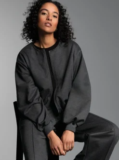 Oversized Sweatjacke Anthrazit-melange