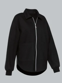 Oversized Sweatjacke mit modischem Stehkragen Schwarz