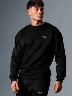 Oversized Sweatshirt mit Logo-Patch Schwarz