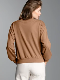 Oversized Sweatshirt mit V-Ausschnitt Haselnuss