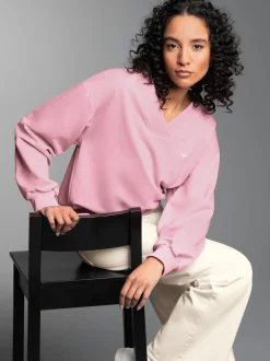 Oversized Sweatshirt mit V-Ausschnitt Lilie