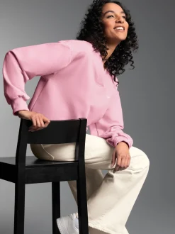 Oversized Sweatshirt mit V-Ausschnitt Lilie