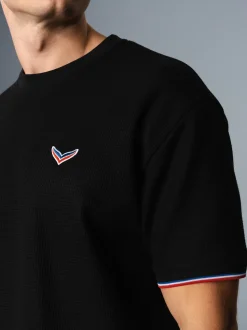 Oversized T-Shirt in Waffeloptik Schwarz