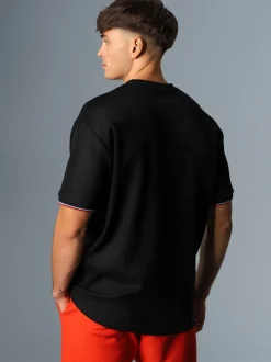 Oversized T-Shirt in Waffeloptik Schwarz
