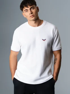 Oversized T-Shirt in Waffeloptik Weiss