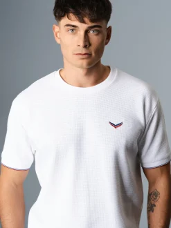 Oversized T-Shirt in Waffeloptik Weiss