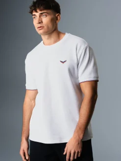 Oversized T-Shirt in Waffeloptik Weiss