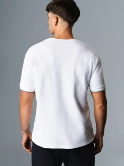 Oversized T-Shirt in Waffeloptik Weiss