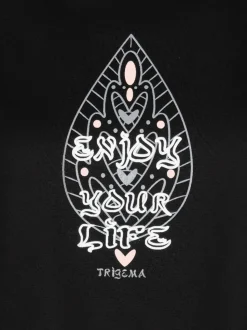Oversized T-Shirt mit Printmotiven Schwarz
