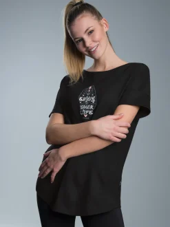 Oversized T-Shirt mit Printmotiven Schwarz