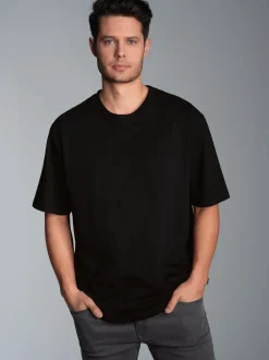 Oversized T-Shirt mit Rückenprint Schwarz