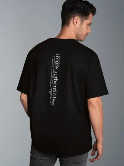 Oversized T-Shirt mit Rückenprint Schwarz