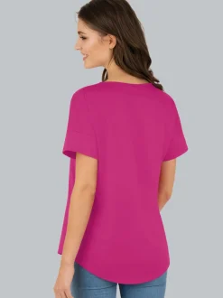 Oversized T-Shirt mit V-Ausschnitt Hibiskus