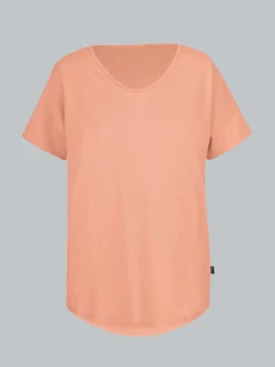 Oversized T-Shirt mit V-Ausschnitt Puder
