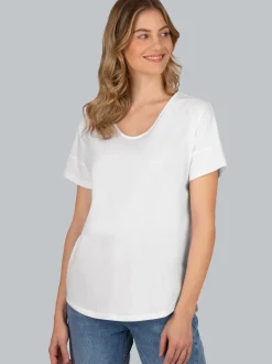 Oversized T-Shirt mit V-Ausschnitt Weiss
