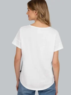 Oversized T-Shirt mit V-Ausschnitt Weiss