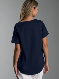 Oversized T-Shirt mit V-Ausschnitt Navy