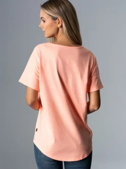 Oversized T-Shirt mit V-Ausschnitt Apricot