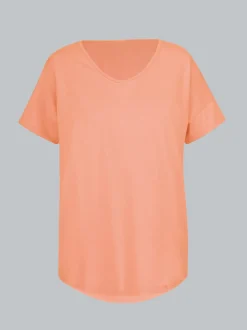 Oversized T-Shirt mit V-Ausschnitt Apricot