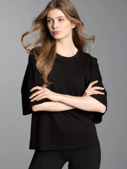 Oversized T-Shirt mit weiten Ärmeln Schwarz