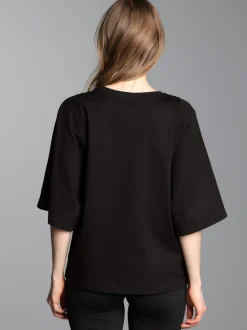 Oversized T-Shirt mit weiten Ärmeln Schwarz