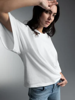 Oversized T-Shirt mit weiten Ärmeln Weiss