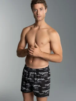Pants mit modischem Allover-Print Schwarz