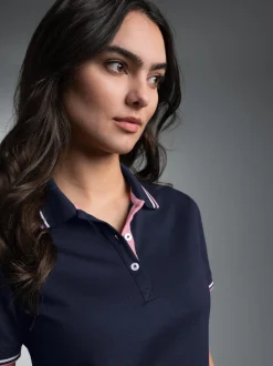 Polo Shirt in Kontrastfarbigen Akzenten Navy