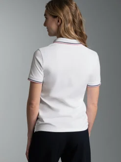Polo Shirt in Kontrastfarbigen Akzenten Weiss