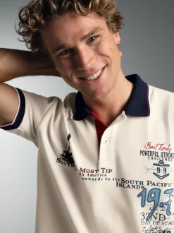 Polo Shirt mit Maritimem Print Natur