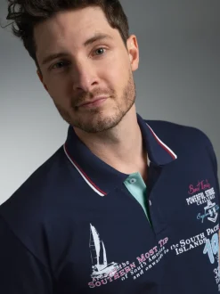 Polo Shirt mit Maritimem Print Navy