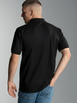 Polohemd mit Brusttasche Schwarz