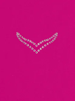 Poloshirt aus Baumwolle mit Kristallsteinen Magenta