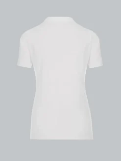 Poloshirt aus Baumwolle mit Kristallsteinen Weiss