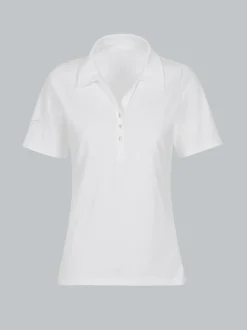 Poloshirt aus Baumwolle mit Kristallsteinen Weiss