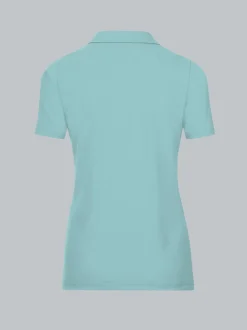 Poloshirt aus Baumwolle mit Kristallsteinen Gletscher