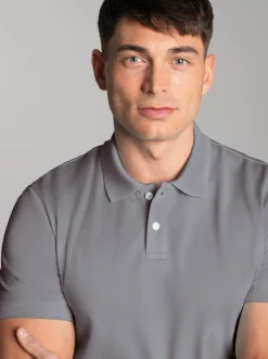 Poloshirt aus elast. Piqué Cool-grey