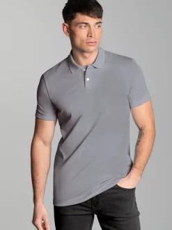 Poloshirt aus elast. Piqué Cool-grey