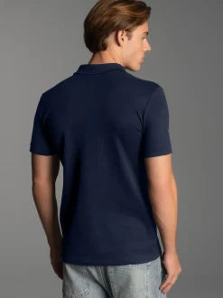 Poloshirt aus elast. Piqué Navy