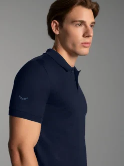 Poloshirt aus elast. Piqué Navy