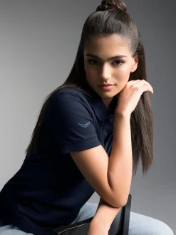 Poloshirt aus elast. Piqué Navy