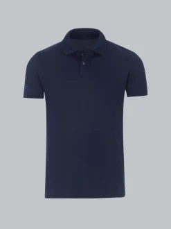 Poloshirt aus elast. Piqué Navy