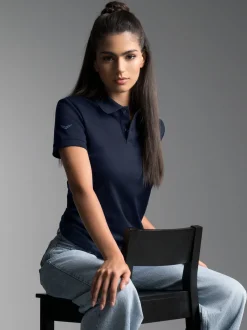 Poloshirt aus elast. Piqué Navy