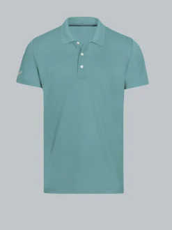 Poloshirt aus Polyester mit Knopfleiste Seegras