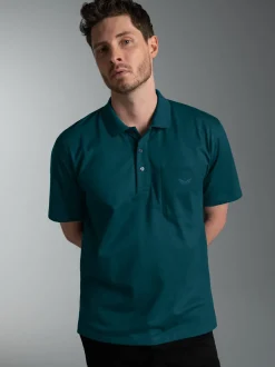 Poloshirt aus Single-Jersey Saphir
