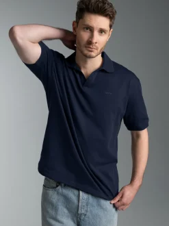 Poloshirt DELUXE ohne Knopfleiste Navy