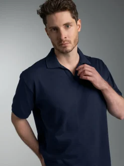 Poloshirt DELUXE ohne Knopfleiste Navy