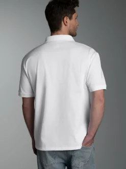 Poloshirt DELUXE ohne Knopfleiste Weiss