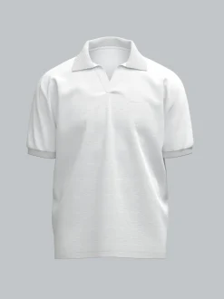 Poloshirt DELUXE ohne Knopfleiste Weiss