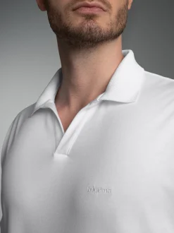 Poloshirt DELUXE ohne Knopfleiste Weiss